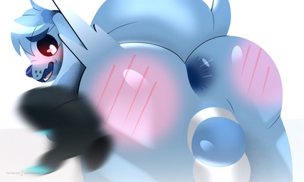 ahegao anal anthro anus arm_support balls bangs bdsm black_body black_eyes blue_anus blue_balls blue_body blue_fur blue_nose blush body_blush bubble_butt butt butt_blush butt_slap chastity_cage chastity_device claws dominant dominant_male duo femboy flushed fur gaping gaping_anus genitals leaning_on_elbow long_ears looking_back looking_pleasured male male/male male_on_bottom markings nude on_bottom open_mouth penis presenting presenting_anus presenting_hindquarters raised_tail rear_view simple_background slap solo_focus spank_marks spanking spots spotted_body tail tongue toony unusual_eyes walk-w-igny alfred_killian_(walk-w-igny) marshall_(marshallp) aquatic bird_dog canid canine canis cobra domestic_dog fish hunting_dog hybrid mammal ray_(fish) reptile scalie snake spaniel stingray 2022 digital_drawing_(artwork) digital_media_(artwork) hi_res lineless