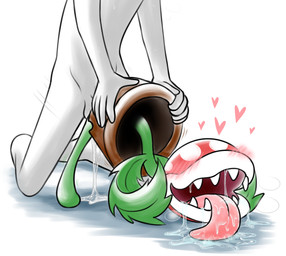 ambiguous_gender ambiguous_penetrated ambiguous_penetration balls blush bodily_fluids cum dripping duo erection faceless_character faceless_male featureless_feet feet genital_fluids genitals heart_symbol interspecies male male/ambiguous male_penetrating male_penetrating_ambiguous not_furry nude open_mouth penetration penis plant sex sharp_teeth simple_background size_difference smile teeth tongue white_background krixata mario_bros nintendo anon elemental_creature flora_fauna human mammal piranha_plant