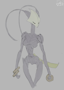 antennae_(anatomy) anthro biped breasts featureless_breasts featureless_crotch female grey_background nude simple_background solo standing deu hollow_knight:_silksong hollow_knight_(franchise) team_cherry shakra_(hollow_knight:_silksong) arthropod 2025 absurd_res hi_res signature