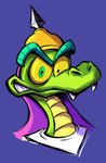 anthro armor blue_background clothing eyebrows fangs green_body green_skin headgear helmet male simple_background solo teeth yellow_sclera belette_2 activision crash_bandicoot_(series) komodo_joe komodo_dragon lizard monitor_lizard reptile scalie 2023 bust_portrait hi_res portrait