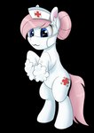 clothing cutie_mark face_mask female feral hair hooves mask nurse_clothing nurse_uniform on_hind_legs pink_hair pose red_cross solo standing three-quarter_view unguligrade uniform white_body salemcat friendship_is_magic hasbro my_little_pony nurse_redheart_(mlp) equid equine horse mammal pony absurd_res alpha_channel digital_drawing_(artwork) digital_media_(artwork) full-length_portrait hi_res portrait shaded soft_shading