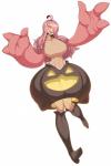 3_fingers :d big_breasts boots bottomwear breasts clothing fangs female fingers footwear grin hair long_hair navel nipple_outline not_furry pink_hair shoes skirt smile solo teeth yellow_eyes space_zin nintendo pokemon generation_6_pokemon gourgeist humanoid pokemon_(species) absurd_res hi_res