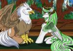 beak carpet collar crown cutie_mark detailed_background duo feathers feet female feral headgear highlights_(coloring) hooves horn piercing plant talons toes tree wings shiarah european_mythology greek_mythology hasbro my_little_pony mythology silver_quill_(character) avian bird equid equine hippogriff horse mammal mythological_avian mythological_creature pony absurd_res hi_res