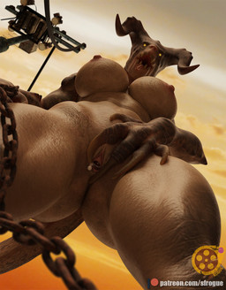 after_sex after_vaginal anthro big_breasts bodily_fluids breasts butt cum cum_drip cum_in_vagina cum_inside dripping female genital_fluids genitals low-angle_view nipples non-mammal_breasts nude solo spread_vulva spreading text thick_thighs urethra vulva sfrogue fallout microsoft deathclaw scalie 3d_(artwork) digital_media_(artwork) hi_res url
