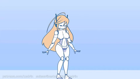 areola big_breasts blonde_hair blue_eyes body_slider breast_expansion breasts expansion female genitals hair huge_breasts machine navel nipples smile solo standing vulva white_body wide_hips zedrin cave_story curly_brace android humanoid robot 16:9 animated no_sound short_playtime video widescreen