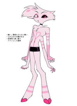 4_arms bottomwear choker clothing jewelry male multi_arm multi_limb necklace shorts simple_background spandex spandex_shorts text tight_bottomwear tight_clothing tight_shorts white_background enaic31 hazbin_hotel hellaverse angel_dust arachnid arthropod demon spider absurd_res hi_res japanese_text translation_request