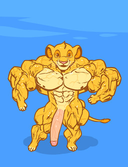 abs anthro biceps big_muscles big_pecs big_penis flexing fur genitals huge_muscles huge_penis humanoid_genitalia humanoid_penis hyper hyper_muscles long_penis looking_at_viewer looking_forward male muscular muscular_anthro muscular_male muscular_young nipples nude nude_anthro nude_male pecs penis small_but_hung solo vein veiny_muscles veiny_penis yellow_body yellow_fur young young_anthro young_male dotharte disney the_lion_king simba_(the_lion_king) felid feline lion mammal pantherine hi_res