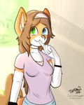 anthro blue_eyes brown_hair clothed clothing countershading detailed_background female fur green_eyes hair heterochromia humanoid_hands long_hair looking_up orange_body pink_nose smile solo white_body white_fur tleatlnox59 tiffany_(tleatlnox59) domestic_cat felid feline felis mammal 4:5 absurd_res hi_res