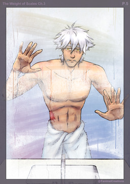 bruised condensation dripping frowning_at_viewer hair male scar solo steam tan_body tan_skin towel towel_only white_hair wounded yellow_eyes fanimal_creations the_weight_of_scales drake_(the_weight_of_scales) human humanoid mammal hi_res