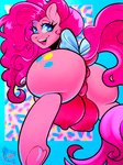 anus areola big_butt big_teats butt crotch_breasts eyelashes female feral genitals hair hooves looking_at_viewer looking_back nipples pink_body pink_hair pupils pussy smile solo teats painted_cora friendship_is_magic hasbro my_little_pony pinkie_pie_(mlp) equid equine horse mammal pony absurd_res hi_res