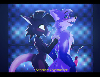annoyed anthro bathing biped black_bars blush blush_lines bodily_fluids breasts bubble_butt butt cheek_tuft chest_tuft cum cumshot duo ejaculation erect_nipples erection facial_tuft female fluffy fluffy_tail fur genital_fluids genitals half-closed_eyes head_tuft looking_pleasured male male/female mohawk narrowed_eyes nipples open_mouth penis showering showering_together side_view small_breasts small_waist tail text thick_tail tuft unprofessional_behavior wet wet_body wet_fur wide_hips pusszone aardvark canid canine canis mammal wolf 2025 english_text hi_res letterbox subtitled