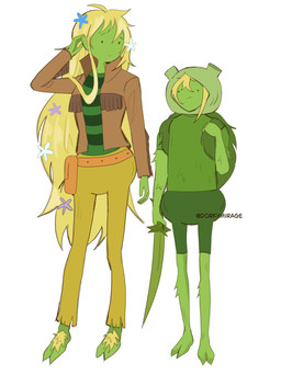 2_toes 4_fingers accessory aged_up ambiguous_gender artist_watermark backpack brown_clothing brown_jacket brown_topwear clothing dot_eyes feet fingers flower flower_in_hair grass_sword green_backpack green_body green_clothing green_hair green_shirt green_topwear hair hair_accessory jacket male mouth_closed pattern_clothing pattern_shirt pattern_topwear plant shirt side_by_side simple_background simple_eyes size_difference solo striped_clothing striped_shirt striped_topwear stripes toes topwear white_background dorkymirage adventure_time cartoon_network fionna_and_cake fionna_and_cake_(franchise) fern_(adventure_time) elemental_creature elemental_humanoid flora_fauna humanoid plant_humanoid 2025 digital_drawing_(artwork) digital_media_(artwork) english_description hi_res signature