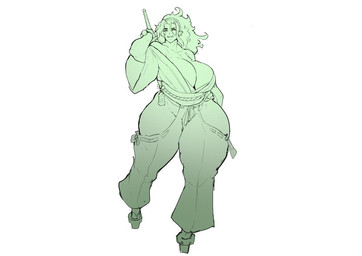 big_breasts breasts cleavage clothed clothing female huge_breasts mature_female not_furry solo donaught humanoid orc