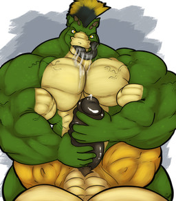 abs anthro biceps big_muscles big_penis black_hair black_penis black_tongue blonde_hair bodily_fluids cum cum_in_mouth cum_inside cum_on_tongue duo erection first_person_view foreskin fur genital_fluids genitals green_body green_scales hair handjob huge_muscles humanoid_genitalia humanoid_penis hyper hyper_muscles interspecies looking_at_viewer male male/male mohawk muscular muscular_male nude obliques open_mouth pecs penetrating_pov penile penis pubes saliva scales sex smile straddling tan_body tan_fur thick_penis tongue tongue_out triceps vein veiny_muscles yellow_eyes uniparasite thoran dinosaur prehistoric_species reptile scalie absurd_res hi_res