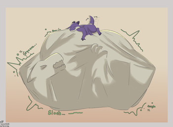 belly big_belly digestion digestion_implied digestion_noises rumbling_stomach size_difference smaller_pred smile solo tail tail_motion tailwag unwilling_prey volume_(artist) mythology dragon kobold mythological_creature mythological_scalie scalie absurd_res hi_res
