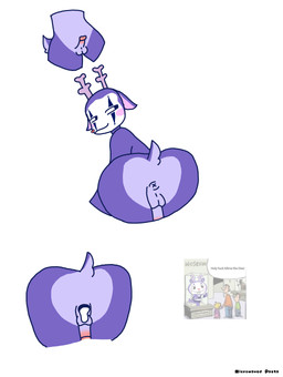 anthro bodily_fluids butt cum cum_in_ass cum_inside femboy fur genital_fluids male mime profanity purple_body purple_fur solo text microwaved_pasta happy_tree_friends mime_(htf) deer mammal absurd_res english_text hi_res
