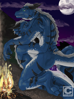 anal anal_penetration animal_genitalia anthro anthro_on_anthro anus barely_visible_breasts big_muscles breasts campfire claws clone duo erection female female_penetrated fire genital_slit genitals horn male male/female male_penetrating male_penetrating_female moon muscular muscular_male night nude outside penetration penis sex sky tail profec mythology danza_(character) dragon mythological_creature mythological_scalie scalie 2010 3:4