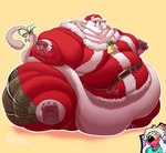 anthro belly big_belly blush bottomwear christmas_clothing christmas_headwear clothing costume eyes_closed hat headgear headwear holidays humanoid_hands morbidly_obese obese overweight pants santa_costume santa_hat simple_background sitting solo draggintoucan christmas lifewonders tokyo_afterschool_summoners sitri_(tas) domestic_cat felid feline felis mammal 2021 absurd_res hi_res unavailable_at_source