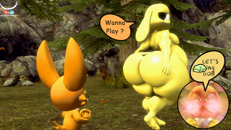 anthro bedroom_eyes big_butt black_eyes black_nose blush blush_lines butt close-up duo excited exclamation_point eyewear forest front_view fur glasses grass green_eyewear green_glasses green_necktie half-closed_eyes happy interspecies looking_back male male/male moobs narrowed_eyes necktie nipples obese obese_anthro obese_male on_grass on_ground orange_body orange_ears orange_fur orange_tail outside overweight overweight_anthro overweight_male plant presenting propositioning question question_mark rear_view rock seductive shirt_collar size_difference smile standing tail text thick_thighs three-quarter_view tree yellow_body yellow_ears yellow_fur yellow_nipples yellow_sclera thecheshireguy chikn_nuggit let's_fucking_go chikn_nuggit_(chikn_nuggit) onyn_ring_(chikn_nuggit) bat canid canine canis domestic_dog eastern_red_bat mammal 16:9 2025 3d_(artwork) artist_name digital_media_(artwork) english_text hi_res source_filmmaker_(artwork) widescreen