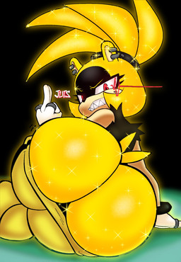 angry big_butt black_clothing black_shirt black_topwear blonde_hair bottomwear bottomwear_down bracelet butt butt_focus clothed clothing ear_piercing electricity eyelashes female gesture glistening glistening_body gloves hair hand_gesture handwear jewelry looking_at_viewer looking_back middle_finger pants pants_down partially_clothed piercing rear_view red_eyes ring sharp_teeth shirt solo studded_hair_tie super_form tail teeth topwear torn_clothing torn_shirt torn_topwear white_clothing white_gloves white_handwear yellow_body yellow_bottomwear yellow_butt yellow_clothing yellow_pants jutsapostion third-party_edit idw_publishing sega sonic_the_hedgehog_(comics) sonic_the_hedgehog_(idw) sonic_the_hedgehog_(series) surge_the_tenrec afrosoricid mammal tenrec color_edit colored hi_res