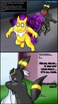 anthro attack black_body black_border blue_body border duo female good_end hug looking_down male male/female rescue sad text yellow_body al_gx nintendo pokemon eeveelution generation_1_pokemon generation_2_pokemon generation_4_pokemon glaceon hypno_(pokemon) mammal pokemon_(species) umbreon boyfriends absurd_res english_text hi_res