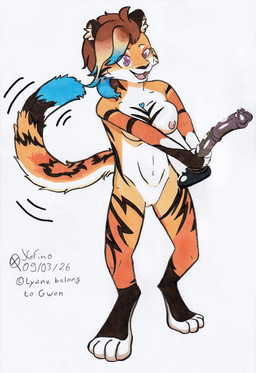 animal_dildo animal_sex_toy anthro blue_hair clitoris countershading dildo equine_dildo female fur genitals hair holding_object holding_sex_toy looking_at_object looking_at_sex_toy multicolored_hair nipples nude orange_body orange_fur sex_toy smile solo striped_body stripes tail tail_motion tailwag vulva white_body white_fur xefino felid mammal pantherine tiger hi_res