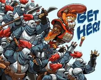5_fingers 5_toes action_pose action_scene ahoge anthro armor chasing claws clenched_teeth clothing feet female finger_claws fingerless_gloves fingers food fur gloves group hair handwear headgear helmet holding_food holding_knife holding_melee_weapon holding_object holding_polearm holding_spear holding_sword holding_weapon humanoid_feet humanoid_hands knife meat melee_weapon metal_armor metal_helmet orange_body orange_fur pawpads plantigrade plantigrade_pawpads polearm pose pouch_(clothing) sausage soles spear stirrup_footwear sword tail teeth text toe_claws toes weapon ceehaz dog_knight_rpg maci_(ceehaz) canid canine canis domestic_dog mammal pomeranian spitz 2025 absurd_res english_text hi_res