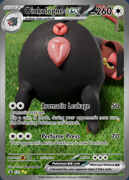 animal_genitalia anus female feral genitals looking_at_viewer pokemon_card presenting presenting_vulva solo text vulva dc15_a nintendo pokemon generation_9_pokemon mammal oinkologne pokemon_(species) suid suine sus_(pig) 3d_(artwork) absurd_res digital_media_(artwork) english_text hi_res
