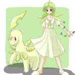 alternate_species breasts clothing cosplay costume dress duo female feral hair humanized long_hair pokemon_costume ranphafranboise nintendo pokemon bayleef generation_2_pokemon human humanoid mammal pokemon_(species) 1:1 2009 low_res