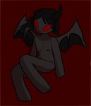 ambiguous_gender black_body black_hair black_horn black_wings hair horn nude red_background red_eyes simple_background sitting solo wings angeliimp the_binding_of_isaac_(series) azazel_(tboi) demon hi_res