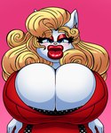 anthro big_breasts blonde_hair breasts clothed clothing dress female fur hair housewife huge_breasts hyper hyper_breasts hyper_lips lips lipstick makeup mature_female red_clothing red_dress red_lipstick solo thick_lips white_body white_fur trashbotart stepford_(stepford) domestic_cat felid feline felis mammal 2023 5:6 colored digital_media_(artwork) hi_res shaded