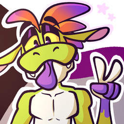 anthro demisexual_pride_colors gesture hand_gesture lgbt_pride male pride_colors solo tongue tongue_out v_sign giraffe200 ahnik_(character) lizard reptile scalie 1:1 2026 hi_res