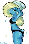 blue_body butt clothing female panties pose solo underwear percypawz the_smurfs smurfette humanoid smurf hi_res pinup