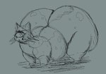 1_eye all_fours ambiguous_gender basedinian belly big_belly big_butt butt cyclops desaturated ears_up feral huge_belly huge_butt hyper hyper_butt largodecuello_basedinians markings monochrome nauiho neutral_expression open_species paws quadruped shaded simple_background sketch solo spots spotted_body teal_background thick_thighs whiskers wide_hips