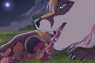 ass_up blue_eyes bodily_fluids claws dripping duo extreme_size_difference fangs female feral fluffy fur genital_fluids genitals grass green_eyes happy imminent_vore licking licking_another looking_at_another looking_pleasured macro male markings micro moon neck_tuft nude on_ground oral pawpads paws penile penis penis_lick pink_ears pink_pawpads pink_tail plant raised_tail red_body red_fur saliva saliva_drip saliva_on_balls saliva_on_penis saliva_on_tongue saliva_string sex size_difference size_play spread_legs spreading star tail teeth tongue tongue_out tree tuft victim_(bateleurs) yellow_body yellow_fur shyryp sunflower_badger ailurid mammal mouse murid murine red_panda rodent absurd_res digital_media_(artwork) hi_res