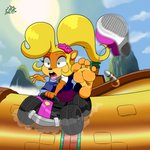 4_toes anthro barefoot blonde_hair clothing feet female foot_focus footwear hair kart shoes soles solo toes vehicle lazzylad activision crash_bandicoot_(series) coco_bandicoot bandicoot mammal marsupial 1:1 hi_res