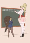 big_breasts big_butt breasts butt chalkboard clothed clothing duo female female/female information_board larger_female legs_together legwear no_underwear not_furry repeated_text school_uniform size_difference smaller_female spank_marks standing stockings straight_legs text thigh_highs uniform thekite nintendo pokemon lou_(thekite) pixie_(thekite) generation_3_pokemon human humanoid mammal mawile pokemon_(species) english_text hi_res