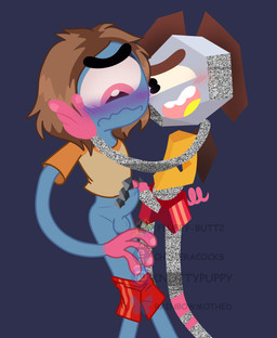 blush blushing_profusely bottomwear bottomwear_down clothed clothing duo frottage fully_clothed genitals glitch holding_penis male male/male nervous pants pants_down partially_clothed past_meets_present penile penis penises_touching selfcest sex solo square_crossover static tail chimeracocks cartoon_network the_amazing_world_of_gumball rob_(tawog) cyclops digital_creature glitch_creature humanoid tailed_humanoid hi_res