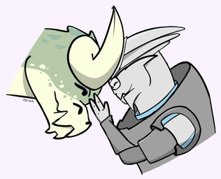 duo foreheads_touching love male male/male touching_face bioware electronic_arts fallout mass_effect microsoft luigiclaw alien deathclaw scalie turian hi_res