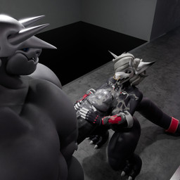 2_horns anthro balls big_breasts big_penis black_body black_sclera blue_eyes bodily_fluids breasts cum cum_on_arm cum_on_breasts cum_on_own_penis cum_on_penis cum_on_self duo facial_piercing female genital_fluids genitals grey_body grey_hair hair horn huge_breasts huge_penis humanoid_genitalia humanoid_penis male male/female multicolored_body muscular muscular_anthro muscular_male nose_piercing nose_ring nude nude_anthro nude_female nude_male penis piercing ring_piercing septum_piercing septum_ring sex tail thick_thighs two_tone_body nikto_ghost dogzeela_(modeler) dukesmith3d_(modeler) nintendo pokemon titanium_(aggrontitanium) aggron generation_3_pokemon pokemon_(species) 1:1 2025 3d_(artwork) absurd_res digital_media_(artwork) hi_res