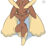 anthro breasts eyes_closed featureless_breasts female hands_behind_head leaning_on_wall nude simple_background small_breasts solo white_background xylas nintendo pokemon generation_4_pokemon lopunny pokemon_(species) 1:1 2021