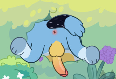 anthro anus backsack balls genitals humanoid_genitalia humanoid_penis male on_model penis rear_view solo stuck x_anus banditr17 bluey_(series) canid canine canis domestic_dog mammal hi_res