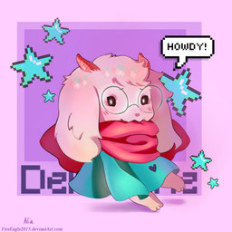 anthro black_background black_body black_fur blush clothing eyewear floppy_ears fur glasses heart_symbol male scarf simple_background smile solo white_body white_fur senz deltarune undertale_(series) ralsei bovid caprine darkner goat mammal 1:1 2018 hi_res