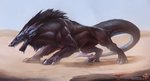 4_toes ambiguous_gender claws day desert detailed_background feet feral open_mouth outside sky solo teeth toes alectorfencer unknown_species 2020 digital_media_(artwork) hi_res