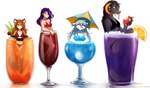 against_surface alcohol anthro beverage bikini bikini_bottom bikini_top biped black_bikini black_clothing black_swimwear blue_bikini blue_clothing blue_eyes blue_swimwear blush bottomless breasts brown_hair bubble chest_tuft clothed clothing cocktail cocktail_garnish cocktail_glass cocktail_umbrella comically_large_object container convenient_censorship cup detailed_food drinking_glass drunk drunk_bubble ear_piercing ear_ring eating eyebrows eyelashes eyes_closed female floating food fruit fur glass glass_container glass_cup gloves_(marking) group hair highlights_(coloring) holding_food holding_object horn in_beverage in_container in_cup leaning_on_edge leg_markings looking_at_another looking_at_object looking_at_viewer markings micro midriff navel on_glass orange_(fruit) orange_eyes over_edge partially_submerged piercing plant purple_hair red_bikini red_clothing red_swimwear ring_piercing scales short_hair simple_background sitting skimpy smile smug socks_(marking) strawberry substance_intoxication swimwear tail tongue tongue_out tuft two-piece_swimsuit umbrella wet white_highlights yellow_eyes yellow_horn conditional_dnp tom_fischbach mythology twokinds laura_(twokinds) madam_reni_(twokinds) maren_taverndatter raine_silverlock canid canine canis dragon fox human keidran mammal mythological_creature mythological_scalie red_fox scalie true_fox wolf 2023 adobe_photoshop_(artwork) colored detailed digital_media_(artwork) hi_res