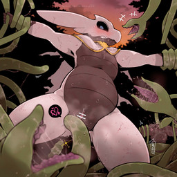 anal anal_penetration animal_genitalia anthro black_sclera blue_eyes blush bodily_fluids cape cape_only clenched_teeth clothing cross-popping_vein drooling duo embarrassed forced forest genital_slit genitals male mask mostly_nude mostly_nude_male nude_male outside penetration penis_in_tentacle plant plant_sex plant_tentacles rape restrained restrained_arms restrained_by_tentacles saliva sex spread_arms spread_legs spreading teeth tentacle_in_ass tentacle_maw tentacle_penetration tentacle_rape tentacle_sex tentacles tree moesouna_gomi faith_(moesouna_gomi) ringula domestic_cat felid feline felis mammal 1:1 2026 censored hi_res japanese_description