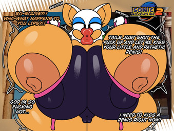 anthro areola bedroom_eyes big_breasts bimbo_anthro black_clothing black_eyes blue_eyeshadow breasts brown_areola brown_body brown_nipples camel_toe clothing duo exclamation_point eyelashes eyeshadow female front_view fur genital_outline gloves half-closed_eyes handwear holding_object huge_breasts huge_hips huge_thighs hyper hyper_breasts imminent_kiss lips looking_at_viewer makeup male male/female multicolored_clothing narrowed_eyes nipples offscreen_character offscreen_male pie_cut_eyes pink_clothing profanity question_mark seductive standing text thick_lips thick_thighs two_tone_clothing vulva_outline white_body white_clothing white_ears white_fur white_gloves white_handwear wide_hips alexdraws sega sonic_adventure sonic_the_hedgehog_(series) miles_prower rouge_the_bat bat mammal 2026 digital_media_(artwork) english_text hi_res