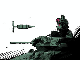 anthro armor clothing eyewear female goggles headgear helmet magenta_eyes shell_(projectile) solo tank_(vehicle) vehicle ffthtle gameoverse glitch_productions gunner_heat_pc m60_(tank) kit_bodega domestic_cat felid feline felis mammal 2026 4:3 hi_res