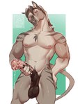anatomically_correct anatomically_correct_genitalia anatomically_correct_penis animal_genitalia animal_penis anthro areola balls big_penis biped bodily_fluids dripping equine_genitalia equine_penis erection genital_fluids genitals hair huge_penis male male_anthro masturbation medial_ring mottled mottled_genitalia mottled_penis muscular muscular_anthro muscular_male navel nipples pecs penile penile_masturbation penis precum precum_drip saggy_balls sheath simple_background solo standing tail uneven_balls 1cassius1 rocko_(neonwo) asinus donkey equid equine mammal digital_drawing_(artwork) digital_media_(artwork) hi_res