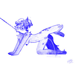 anthro bdsm blush blush_lines bodily_fluids breasts button_ears collar collar_only ear_piercing female floppy_ears fur genital_fluids genitals hair hanging_breasts humanoid_genitalia leash leashed_collar markings multi_nipple nipples nude peeing peeing_on_ground petplay piercing raised_leg relieved roleplay short_hair solo spots spotted_body spotted_fur urine urine_on_ground vulva melody_maku canid canine canis domestic_dog mammal blue_and_white hi_res monochrome sketch